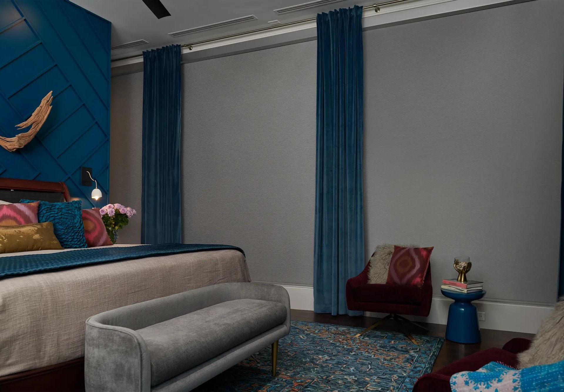 Luxurious Bedroom with Velvet Drapes